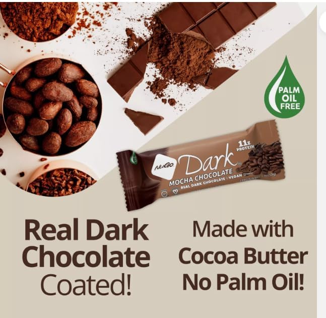 Variety Pack Protein Dark Bars "Made for Nugo Nutrition " 12 Count – Flavors: Chocolate Chip, Pretzel, Mint, , Mocha, Peanut Butter, Coconut, ,or Almond – Kosher Pareve, Dairy-Free, Vegan, Gluten-Free, "The Kitchen Queen" Packaging