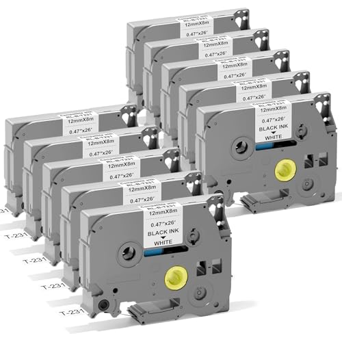 TZe231 Brother Label Maker Tape TZe TZ Tape 12mm 0.47�C���` ���~�l�[�g�z���C�gP�^�b�`���x���e�[�v�ABrother PT-D210 D220 H110 D400 D410 D600 D610BT�ɑΉ�