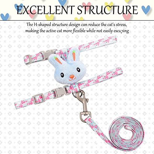 Bbgifts Cat Harness And Leash Set, Soft Nylon Adjustable Harness Escape Proof For Kittens Puppy Small Cats Dogs, Lightweight Walking Travel Petsafe Cartoon Rabbit Harness (Blue) #TOP1