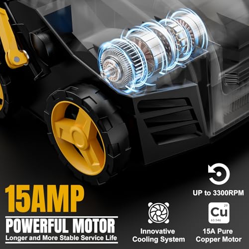 EVEAGE 16-Inch 15-Amp 2-in-1 Electric Dethatcher & Scarifier, Lawn Dethatcher with 5-Position Depth Adjustment, 14.5-Gallon Removable Collection Bag, Quick-Fold Lawn Scarifier for Healthy Lawn