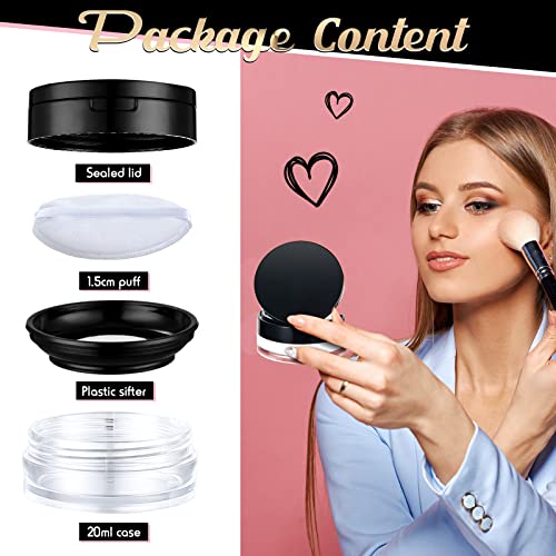 2 Pieces Loose Powder Container with Puff 0.17/0.7 oz Reusable Plastic Empty Powder Case Portable DIY Empty Makeup Powder Container Loose Powder Compact Case with Mirror and Elasticated Net Sifter - Image 5