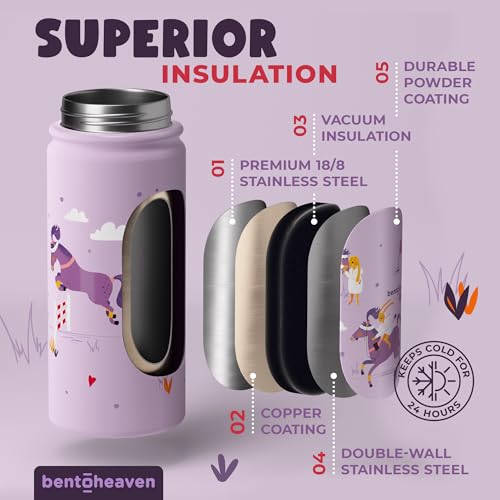Botella de Agua Infantil Bentoheaven de Acero Inoxidable para Niños, Color Mauve miniatura 3