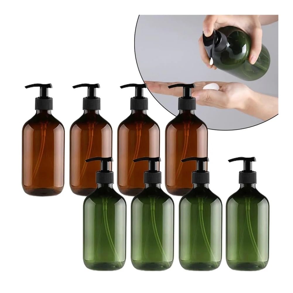 Seifenspender für Badezimmer, wiederverwendbar, Handpumpe, Spender, Flasche, Badezimmer, Duschgel, Shampoo, nachfüllbar, Braun, 4 Stück
