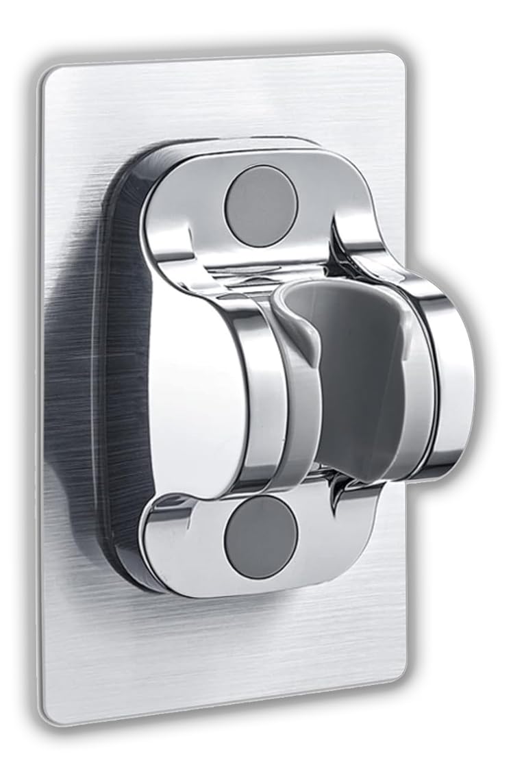 IPEA Supporto per Doccia Adesivo Universale - NESSUNA FORATURA - Supporto per Soffione Doccia Regolabile - Gancio Impermeabile per Box Doccia, Bagno, Casa - Colore Cromato - Installazione Semplice