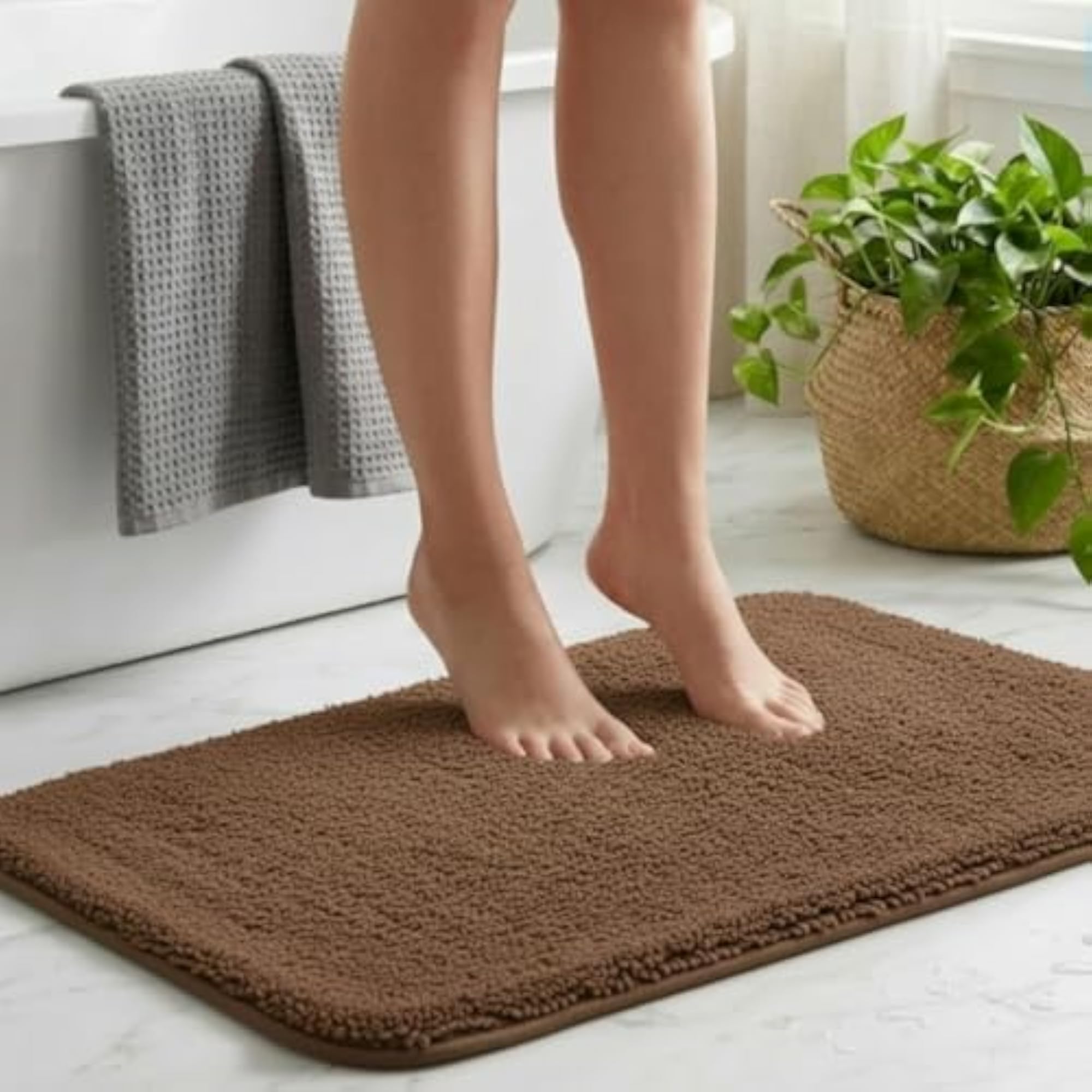 Pack of 2 Premium Microfiber Door Mats, Brown