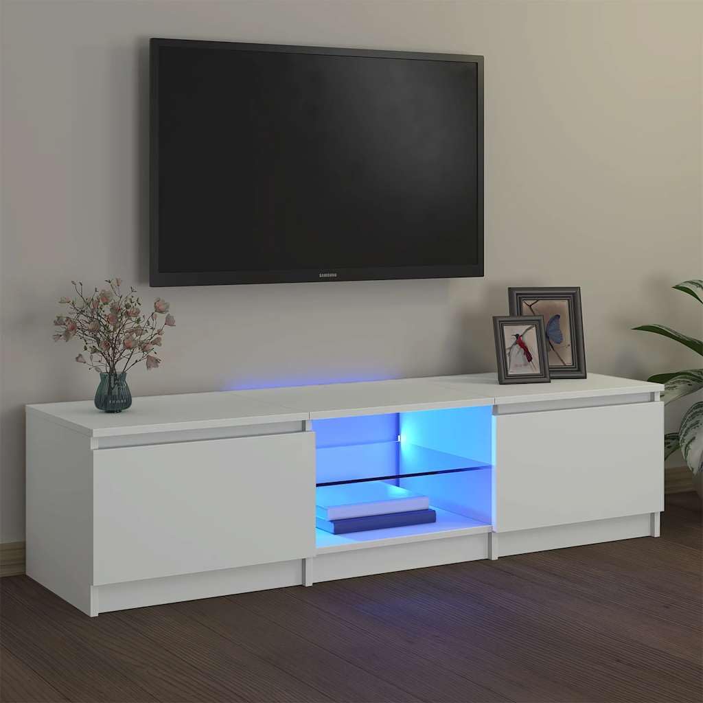 Mobile Porta TV Con Luci LED RGB - 160x35x40 Cm, Bianco, Multistrato, Moderno E Funzionale - Foto 8