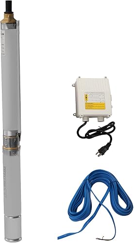 Bomba sumergible para pozos profundos, 0.75 HP 110 V60 Hz, cabezal de 16 GPM de 295 pies, con cable de 66 pies y caja de control externo, bombas de