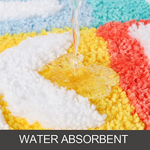 Boveu Get Naked Bath Mat Bathroom Rugs Non Slip Absorbent Bath Rugs Funny Bathroom Décor, Multicolor Bath Mat For Tub And Shower, Machine Washable 32" X 20", Rainbow Plaid #TOP3