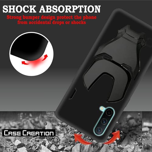 Image of COVERLY Official 3D Touch Feel Trending Real Hero Avenger Logo Mask Soft Rugged Grip Iron Man Super Power Cartoon Movie Silicone Matte Strong Back Cover for Oneplus Nord CE -Black