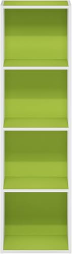 Miniatura 4 de Furinno Luder - Estantería para libros, 4 niveles, cubos, color blanco y verde