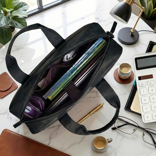 Image of VISMIINTREND Leather Laptop Bags for Men & Women, Office /Travel, Laptop Messenger /Briefcase Bag, Stylish, Fits 13 /14 /15.6 Inch Laptop, Macbook Bag | Corporate Gifts for Men (Orbit Black)