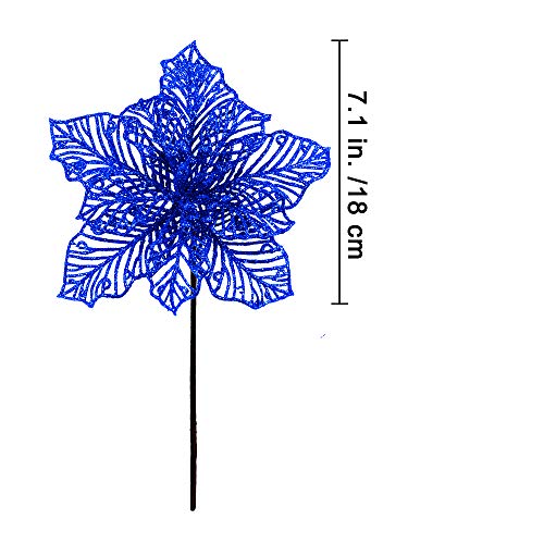 24-Pcs-Christmas-Blue-Glitter-Mesh-Holly-Leaf-Artificial-Poinsettia-Flowers-Stems-Tree-Ornaments-66-W-for-Blue-Christmas-Tree-Wreath-Garland-Gift-Floral-Winter-Wedding-Holiday-Decoration 24 Pcs Christmas Blue Glitter Mesh Holly Leaf Artificial Poinsettia Flowers Stems Tree Ornaments 66 W for Blue Christmas Tree Wreath Garland Gift Floral Winter Wedding Holiday Decoration
