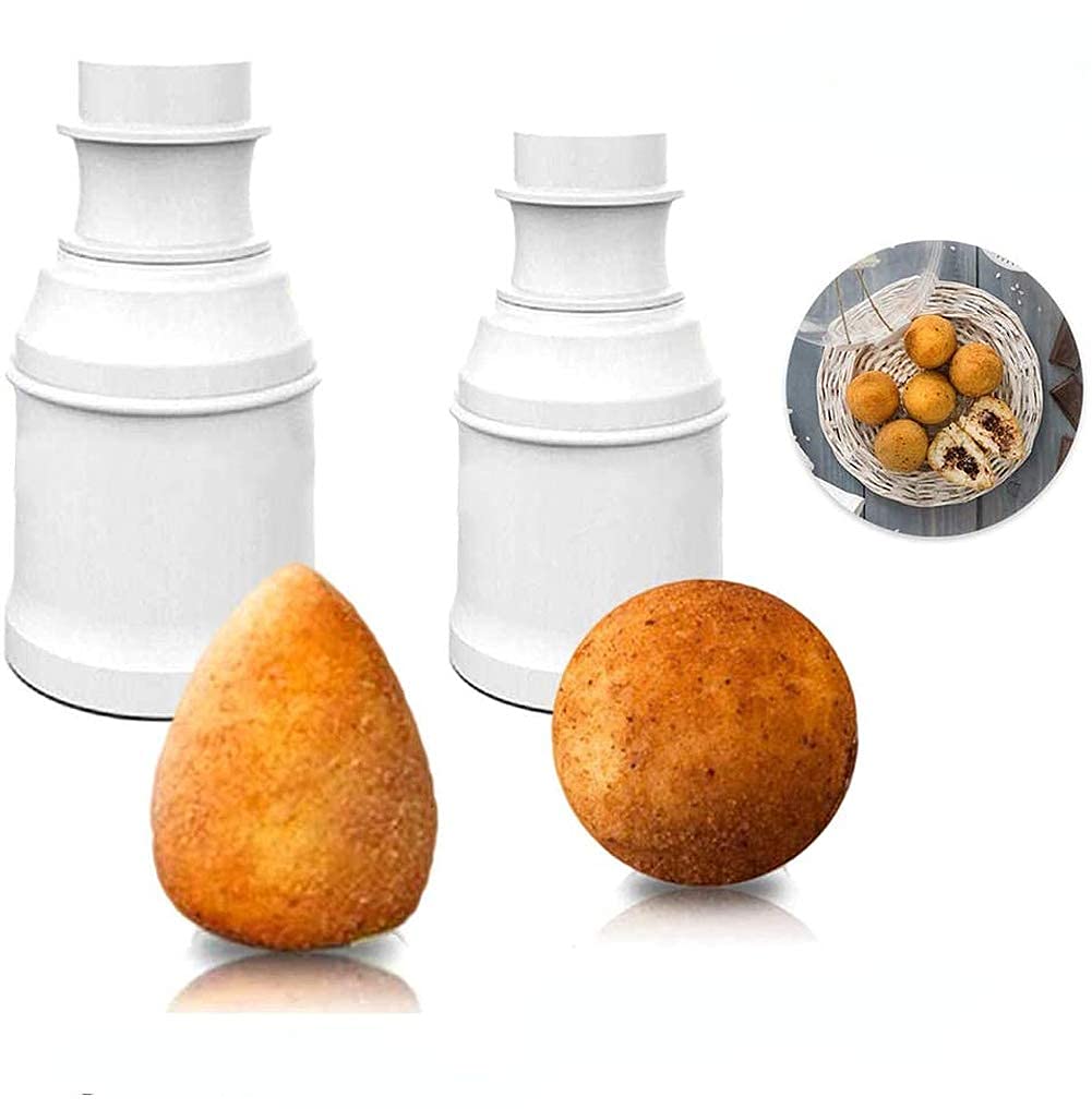 2pcs Pick Your Style Arancinis Maker DIY Rice Ball Mold, Multipurpose Kitchen Meat Ball Mold, Reusable Sushi Mold DIY Handmade Bento Mould(Cone + round)