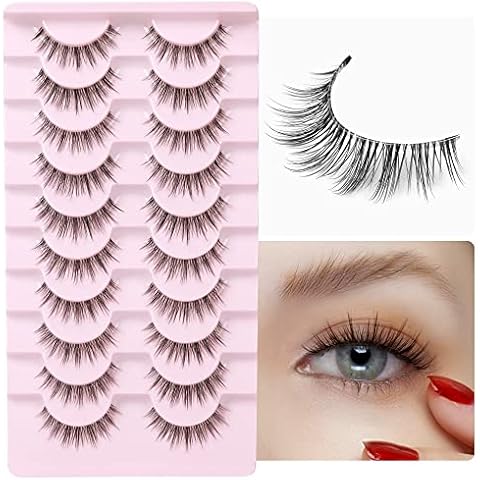 Ruairie Natural Lashes with Clear Band Fluffy Wispy False Lashes Natural Look 10 Pairs Fake Eyelashes Pack Cover