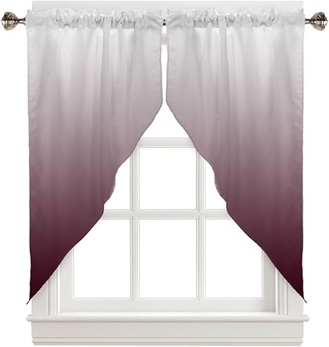 Miniatura 7 de Cenefas con festón para ventanas, cortinas de ventana de cocina gris lavanda con bolsillo para cortinero, cortinas para ventana sobre el fregadero,
