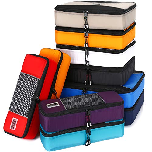PRO Packing Cubes for Travel | 10 Piece Luggage Organizer Set | Premium Quality Travel Cubes for Packing Suitcase, Carry-on, Bags and Backpack - Mixed Colors