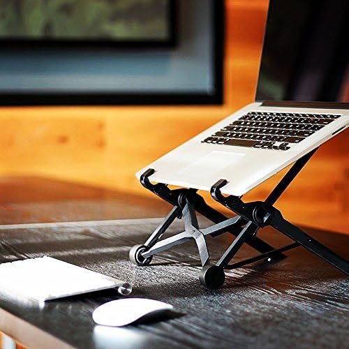 APzek Laptop Stand, Foldable & Adjustable Notebook Stand Eye-Level Ergonomic Compact Portable Ventilated Laptop Holder for Mainstream Laptop and Macbook (Black)