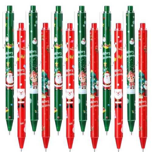 Yukiyi 24 canetas de tinta de gel preta de Natal para crianças e adultos, com design de árvore de Natal, boneco de neve e pai Natal, ideal para escolas, escritórios e
