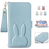 For Sony Xperia 5 IV ケース 手帳型 かわいいウサギ Xperia 5 IV 手帳型 ケース 人気 SO-54C ケース SOG09 ケース 横置き機能 カード収納 スマホケース エクスペリア 5 IV ケース女性 おしゃれ 可愛い どうぶつ SOG09 ケース 財布付き 高級PUレザー 男女兼用 贈り物(Xperia 5 IV/SO-54C/SOG09,6.1")ライトブルー