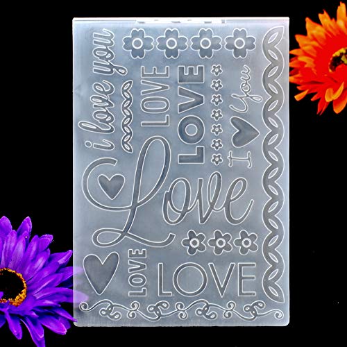 DDOUJOY Love I Love You Flowers Heart Background Plastic Embossing Folders for Card Making Scrapbooking and Other Paper Crafts 3010901
