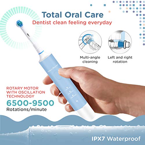 Image of HealthSense Clean-Care Sonic Electric Toothbrush for Adults (White & Blue)