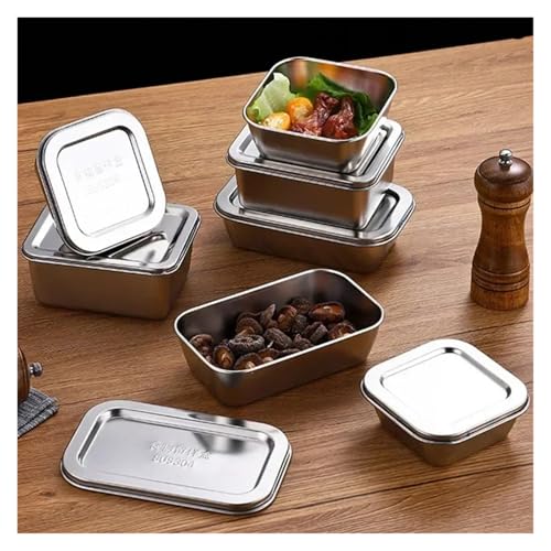 Bandeja rectangular de acero inoxidable con tapa para servir porciones de frutas en casa 4