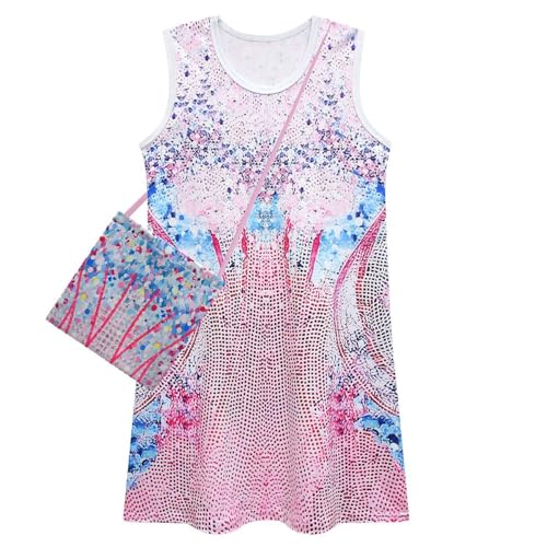 Princess Dresses for Girls Halloween Costume Singer Cosplay Outfit Music Concert Dress 2024 Fashion Dresses Popular Music Concert Singer Dress Gown for Kids Girls Pink Summer Casual Playwear with Bag