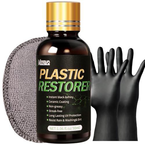Plastic Restorer for Cars, Black Trim Restorer Car Plastic Restorers Black Crystal Coating for Automotive Parts Vehicles Interior Scratch Remover Shiny Car Stuff,30ML