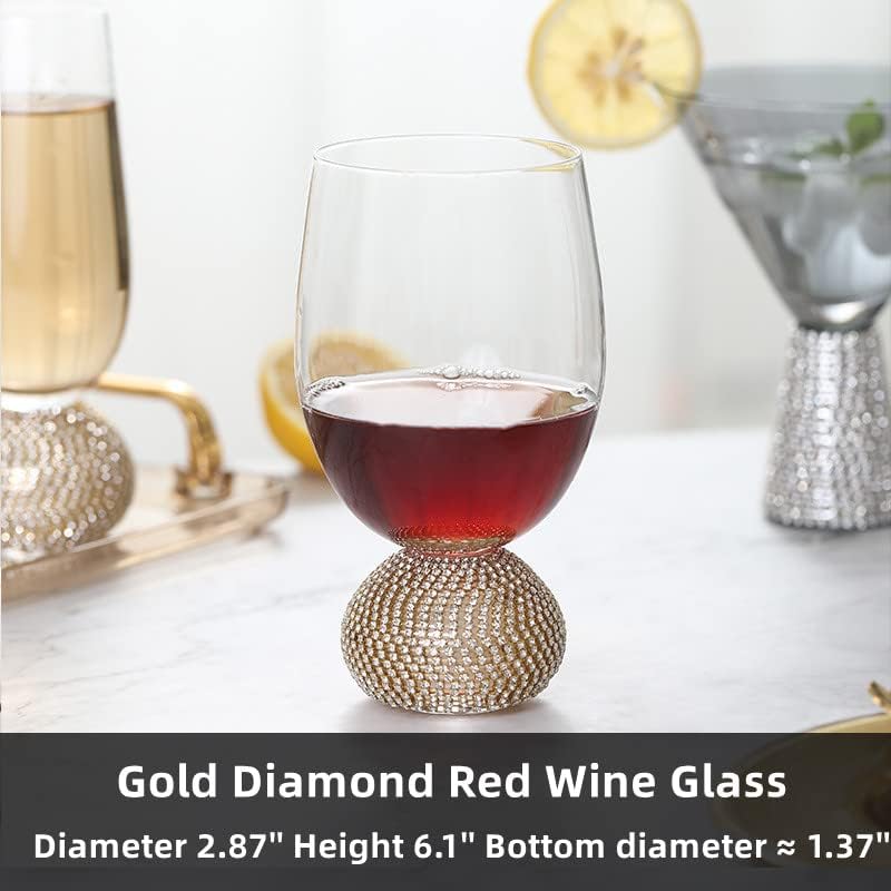 Miniatura 3 de Copas de vino, copas de martini, copas de vidrio hechas a mano, base de bola de cristal tachonada elegante, copas de champán copas de cóctel, copas