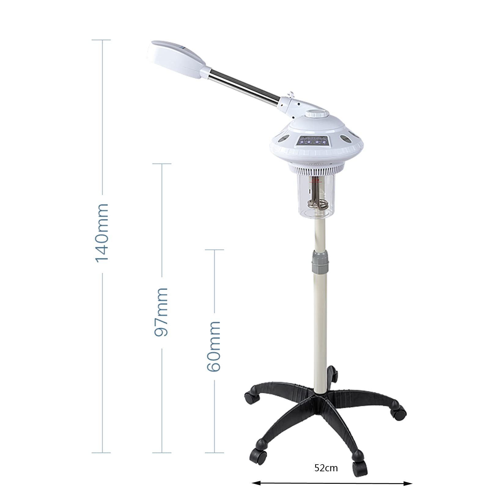 Gesichtsdampfer Dampfgerät Gesichtssauna, Luftbefeuchter Ozon Bedampfer, Höhe Einstellbar, Multifunktions-Spa Luftbefeuchter Beauty Facial Clean Skin Care Tool, für Salon/Zuhause/Kosmetikstudio