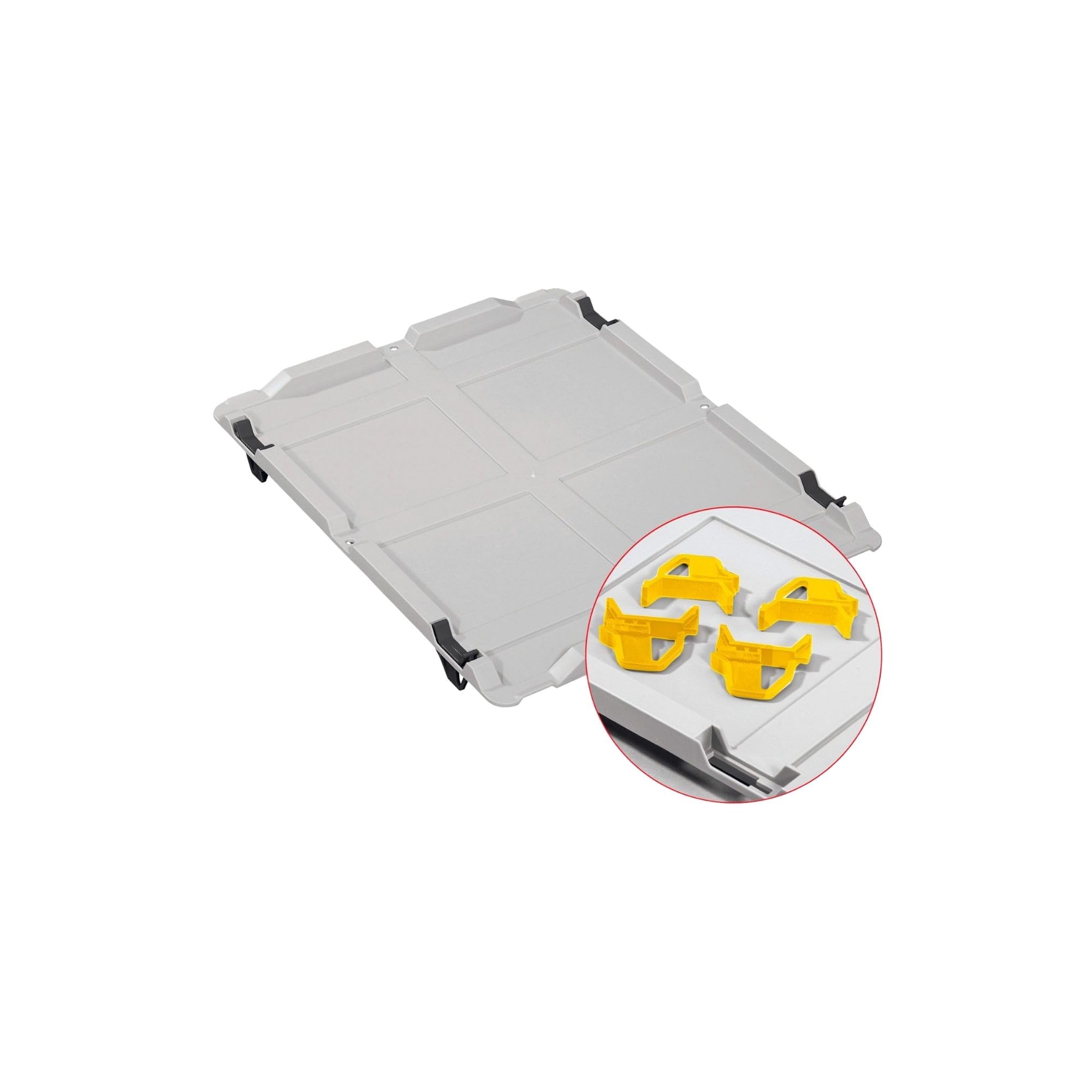 PROREGAL SET SUPER ÉCONOMIQUE 4x Bac Euro NextGen Economy avec couvercle d'appui et 4x fermetures à glissière jaunes | Poignées fermées | HxLxP 32x30x40cm | 30 litres | Eurobox, empilables