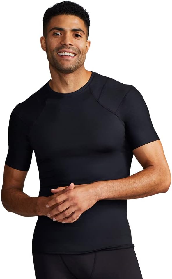 Shoulder Support Shirt for Men, Posture Corrector Compression Shirt with UPF 50 Sun Protection