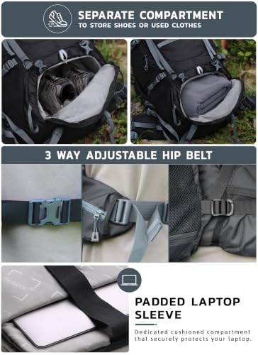 TRAWOC Store TRAWOC Triumph X 75L Black Rucksack - Image 6