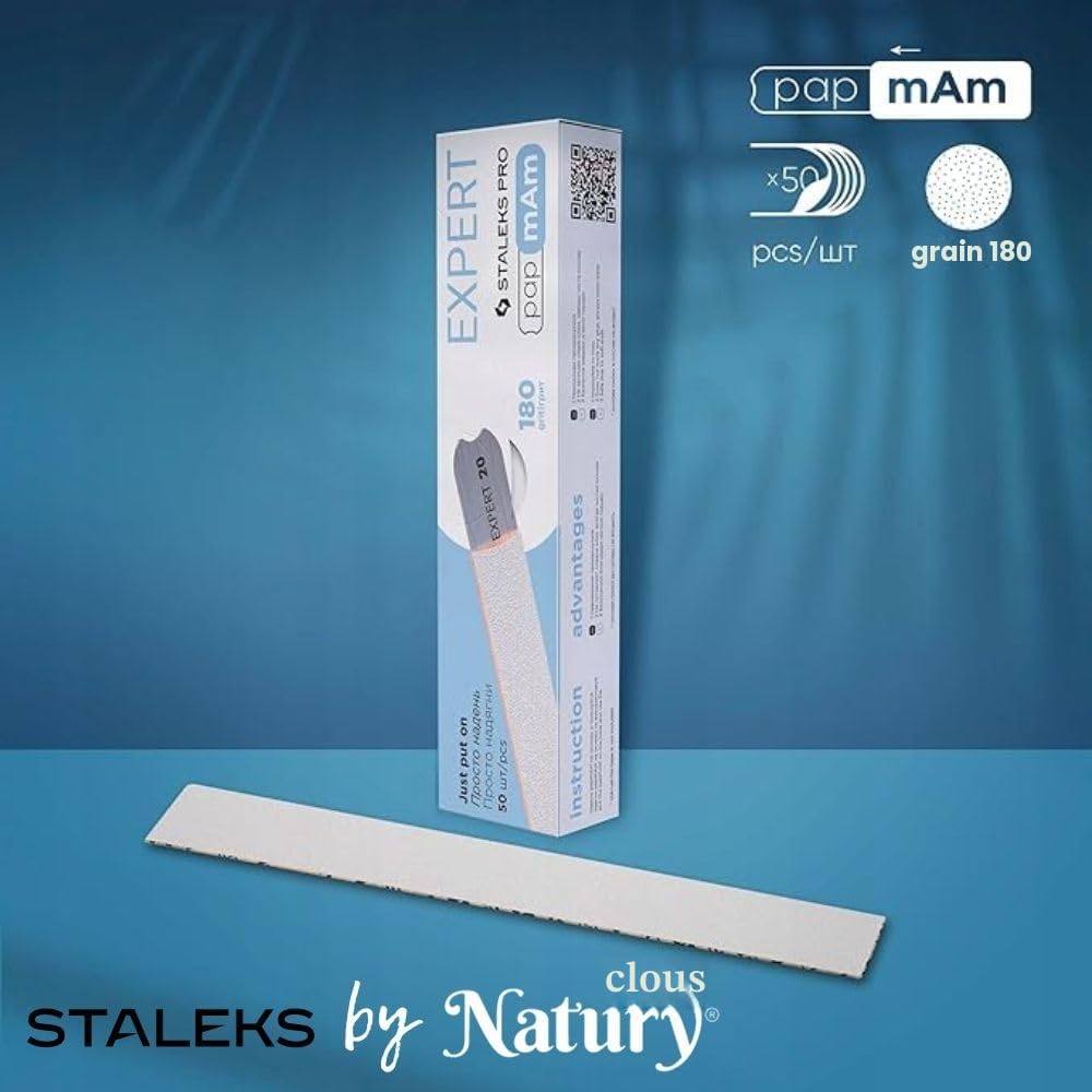 STALEKS PRO Housses de remplacement pour limes en minéral "Papmam" pour base droite, Expert, papier écologique, 50 pièces, DFCE-22 (Grain 180)