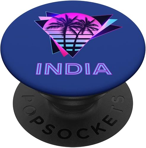 India 80s Palm Tree Indian Pride Retro Vintage Souvenir PopSockets Swappable PopGrip