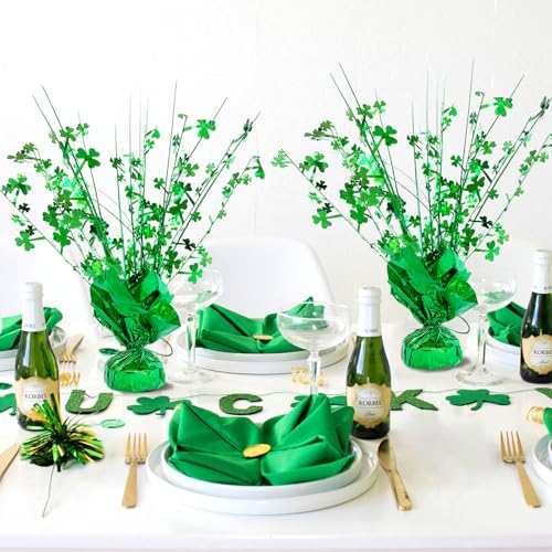 ALISSAR-2-Pack-Glitter-Shamrock-St-Patricks-Day-Centerpieces-Shamrock-Decorations-for-Home-Decor-Table-Decor-Green