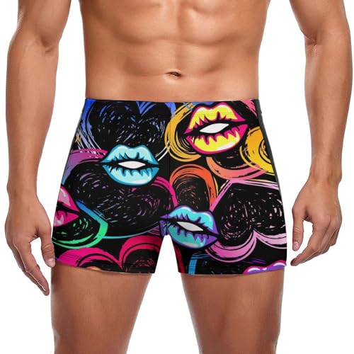 Short de bain boxer homme à lèvres colorées idéal pour la plage