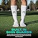 MediCaptain Mini Shin Guards Soccer – Built in Mini Shin Pad Sleeves for Men, Women, Teens – Small Shin Guards - Lightweight, Breathable, Shin Defender Leg Protection (White, Mini (3.9 x 2.4 in))