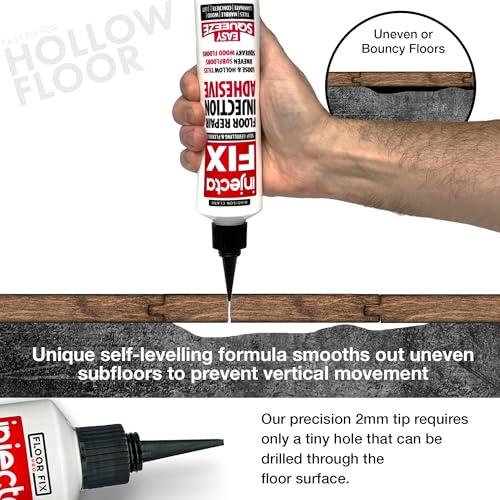 Image of Floor-Fix Pro Injectafix - All in One Repair Kit for Loose /Hollow & Tiles Repair + Squeaky Wood, LVT & Laminate. Includes Anti- Clog Air-Tight Cap. Does NOT Require Caulk Gun (3)