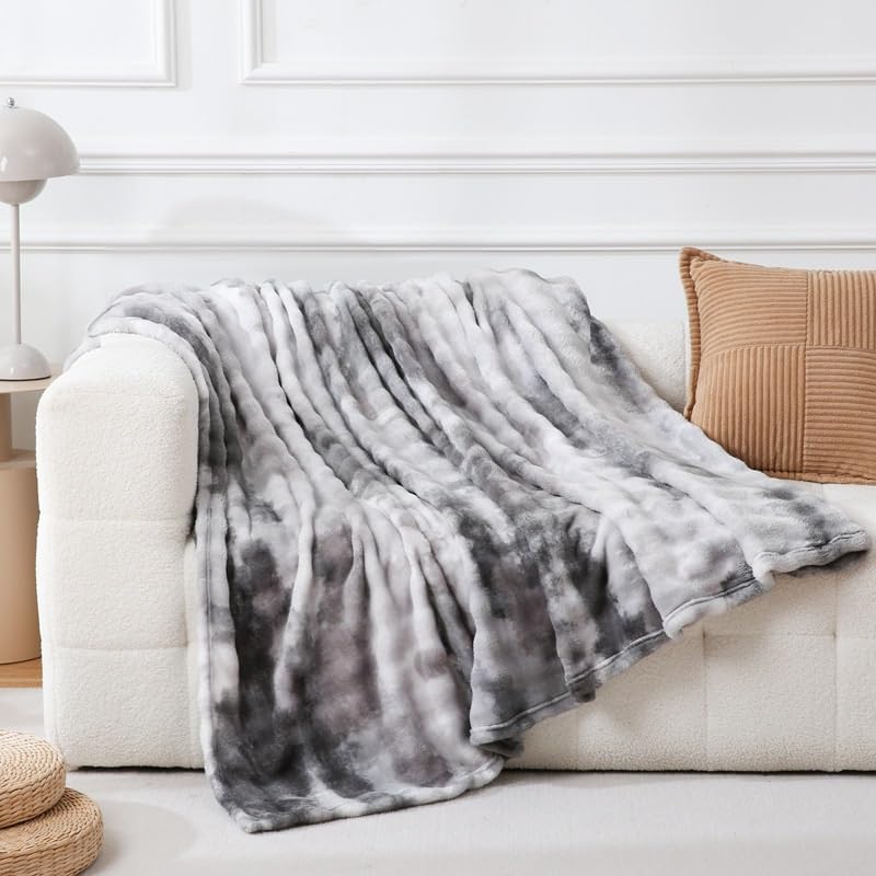Couverture en fausse fourrure de lapin blanche de 1.8mx2m pour lit