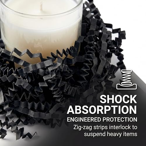 Image of BOX USA Black Crinkle Paper Filler (40lb) - Shredded Paper for Basket Stuffing, Shipping, Packaging, Confetti, Crafts & Holidays - Crinkle Cut