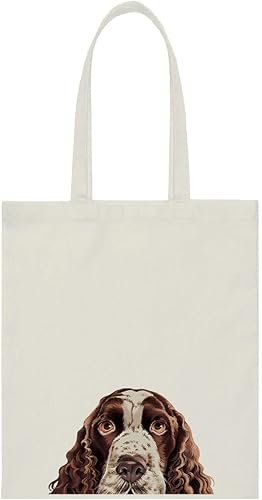 Vista 85 de WIRESTER Bolsa de lona para mujeres y niñas, bolsa de playa, comestibles y viajes, lindo perro