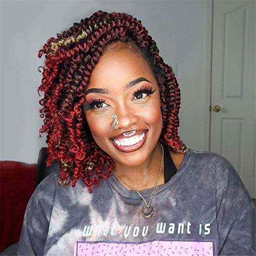 Tiana Passion Twist Hair 10 Inch 6 Packs Ombre Burgundy Pre-twisted Passion Twist Crochet Hair Pre-looped Short Passion