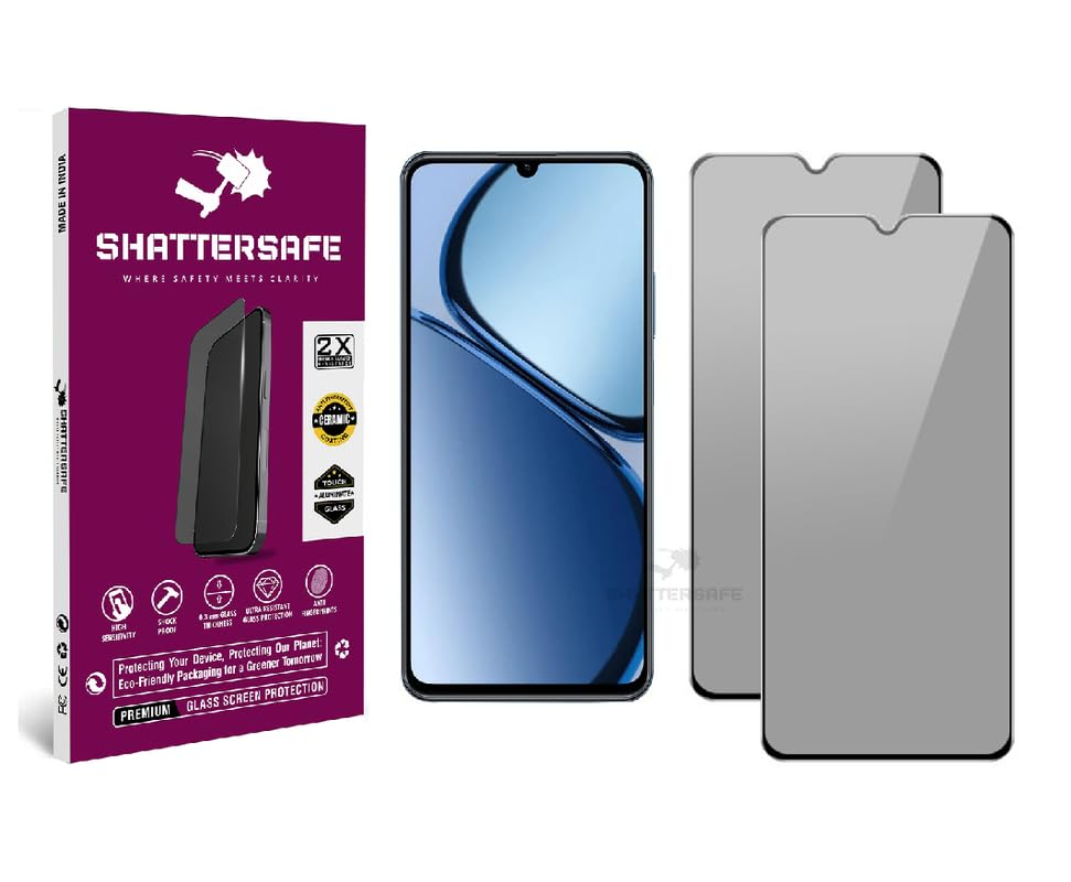 Image of Anti-Spy Privacy Tempered Glass Compatible For Realme Narzo N63 [Pack of 2]. 9H Hardness, Anti-Scratch, Edge-to-Edge Protection With Easy Installation Kit & Case Friendly Fit.