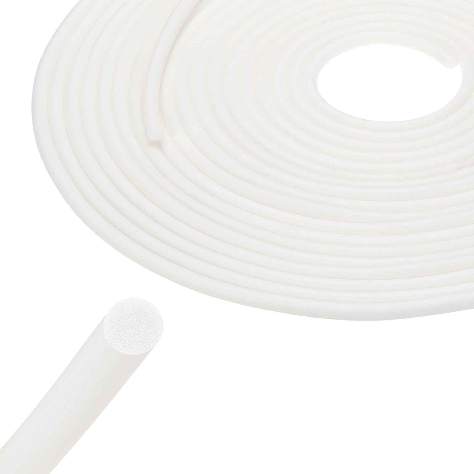 sourcing map Backer Rod 7mm x 12m Silicone Rubber Foam Caulk Saver, Weather Strip Seal for Sealing Concrete Gaps, Expansion Joints, Crack Filling, Doors, Windows, White
