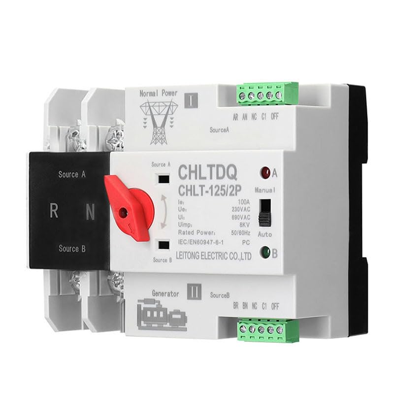 [Luvian]【自動切替】 家庭用220V 不断電ミリ秒切替 【難燃安全設計】 【手動自動一体】操作 便利なボタン 2P 100A