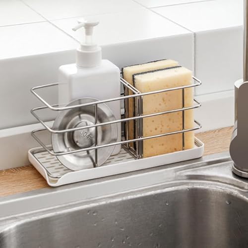 Ergugos スポンジホルダー キッチンスポンジ洗剤置き ステンレス鋼 スポンジラック 置き型 スポンジ・たわし入れ 水切り かご スポンジ置き 水切りラック 防錆 洗面台 台所 キッチン収納 キッチン小物