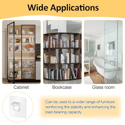 Klebewinkel Selbstklebend Set, 12 Stück Regalbodenträger Ohne Bohren, Schrankboden Halter Selbstklebend, Transparent Einlegeboden Halter 65 × 65 mm für Schrank Kleiderschrank, Fachbodenträger