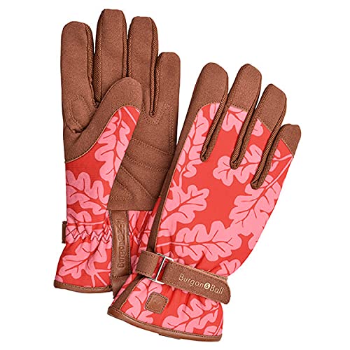 Burgon & Ball Love The Glove Ladies Gardening Gloves, Medium/Large, Oak Leaf Poppy, M-L