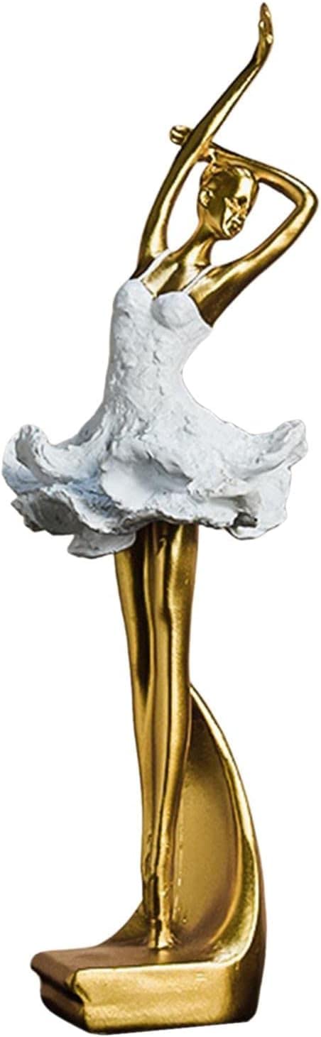 Statue Decorative, Collezioni, Statuette da scrivania, Statuette di Ballerine, sculture Artigianali per Feste, Bar, Ufficio (Oro)